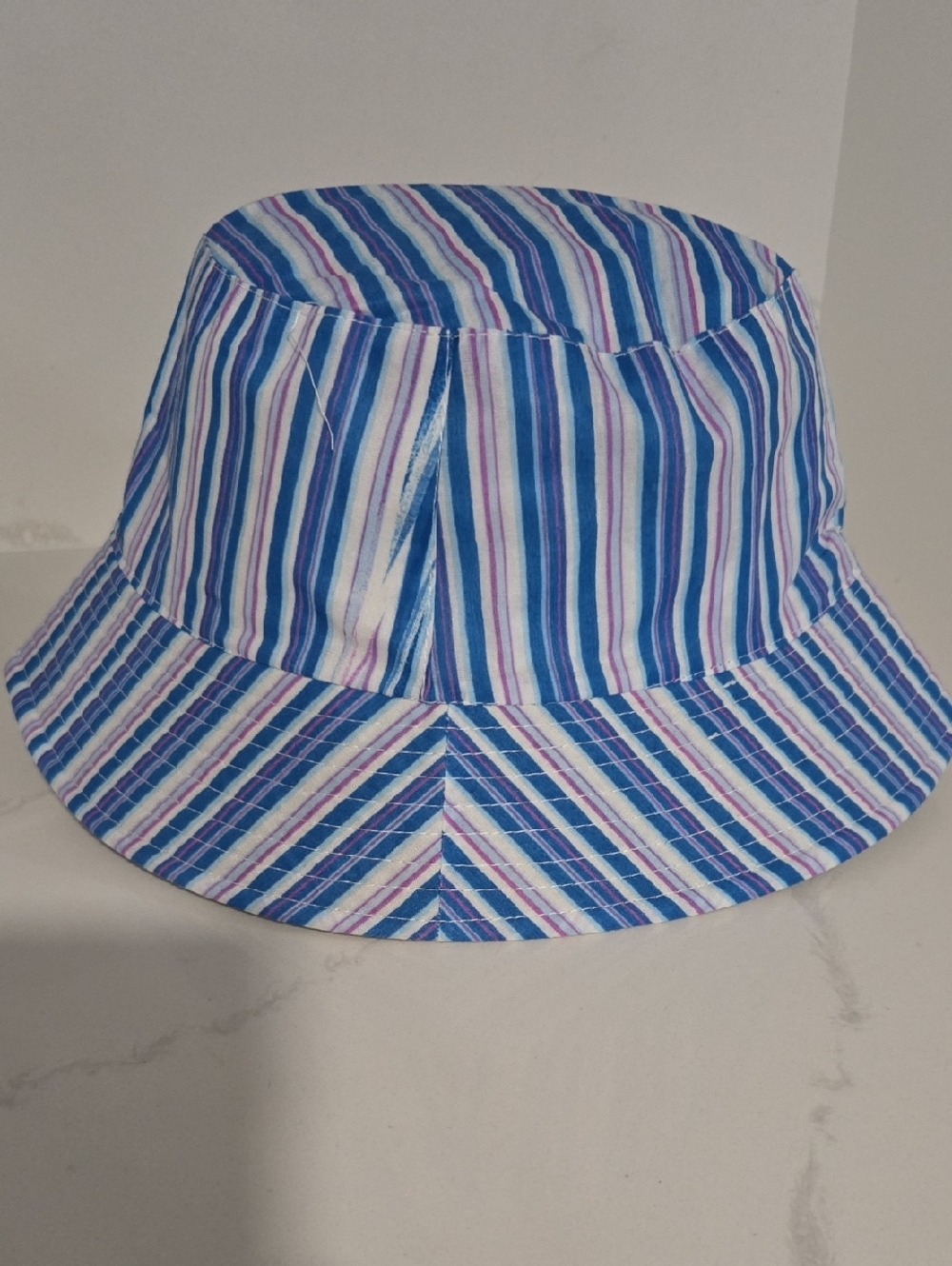 Striped Blue Cotton Bucket Hat